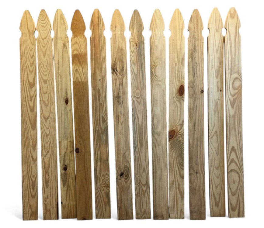 Pickets Wood Treated - 1" x 4" x 4' - French Gothic Tops - 12 Pack