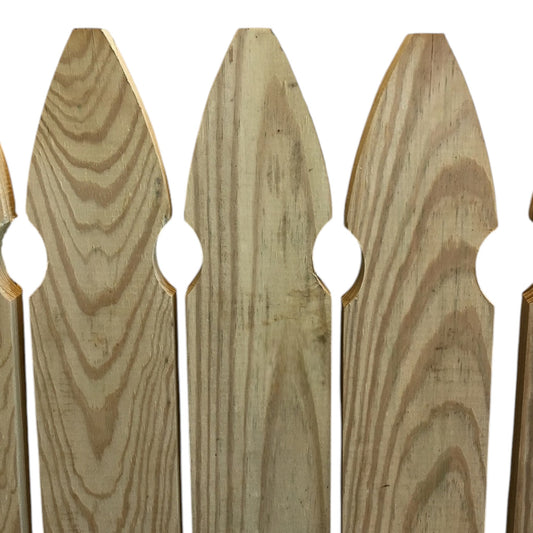 Pickets Wood Treated - 1" x 4" x 4' - French Gothic Top - 6 Pack